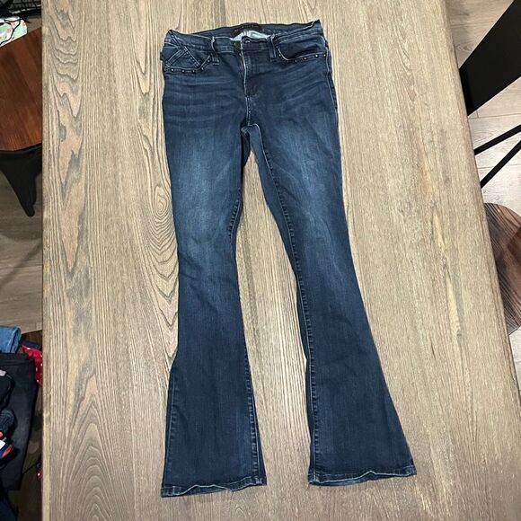 Rock Republic Womens Flared Leg Jeans Bootcut Low Rise Dark Wash Size 12 - Picture 1 of 12
